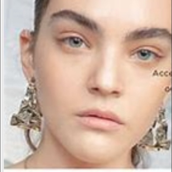 ALEXIS BITTAR • NEW RARE Gold Crumpled Metal 3D Triangle Hoop Hinged Earrings - Picture 10 of 16